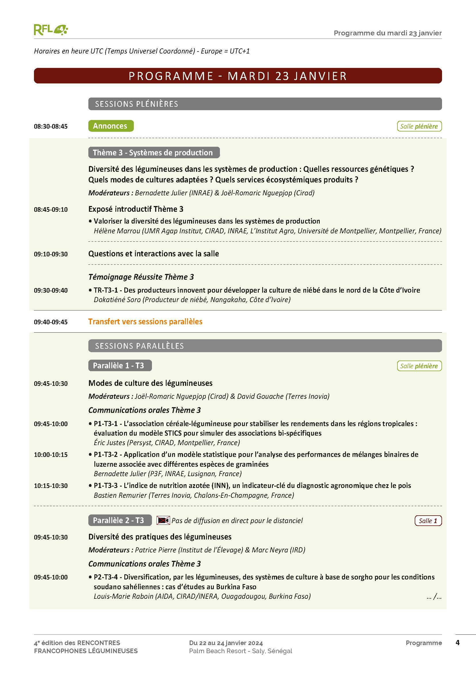 Programme mardi matin - 1ère partie Programme mardi matin - 1ère partie