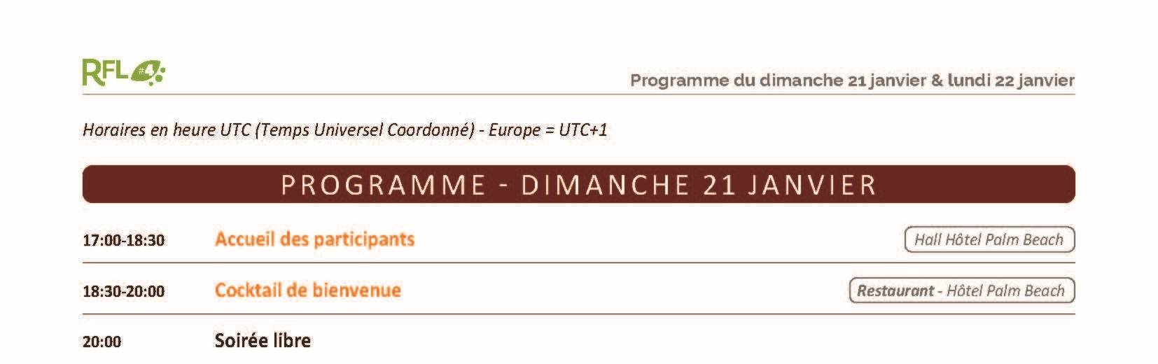 Programme dimanche Programme dimanche
