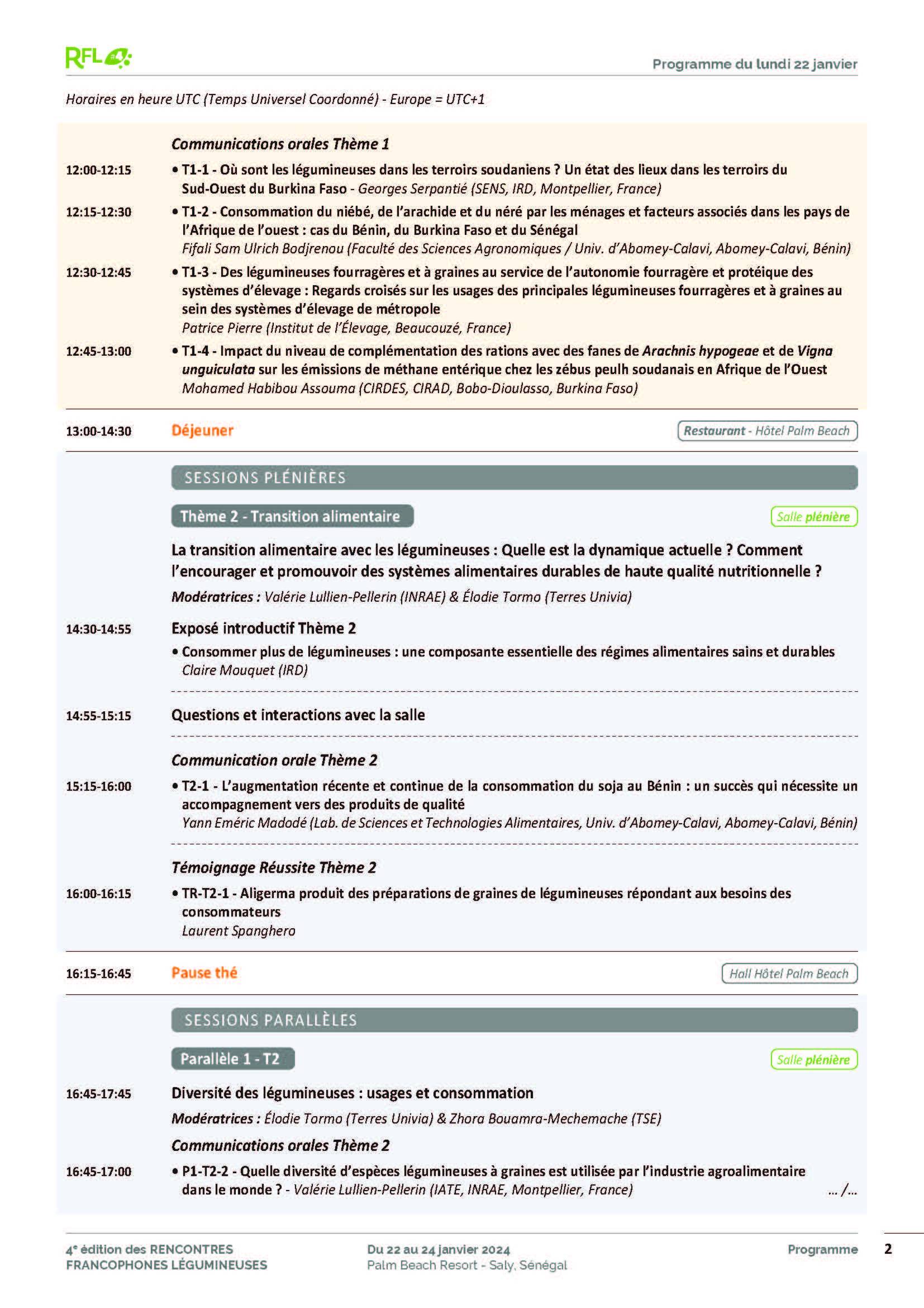 Programme lundi après-midi Programme lundi après-midi